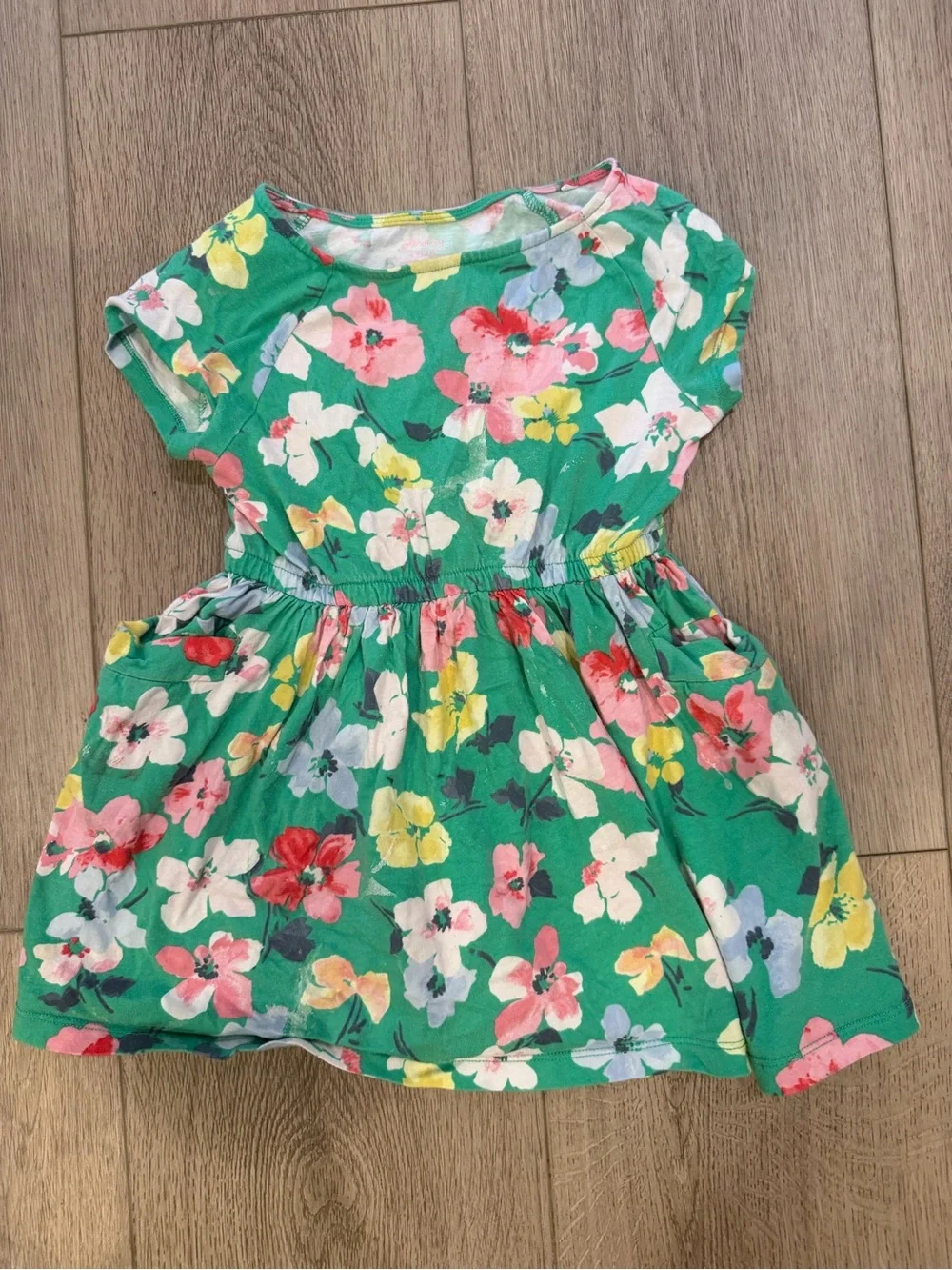 Joules Bright Green Floral Short Sleeve Play Dress